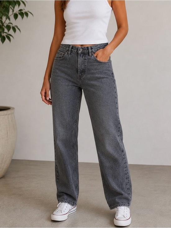 Agolde Denim - AGOLDE Relaxed Straight Leg Gray/ black Jeans Women’s 31 Button Fly Baggy NWOT✅
